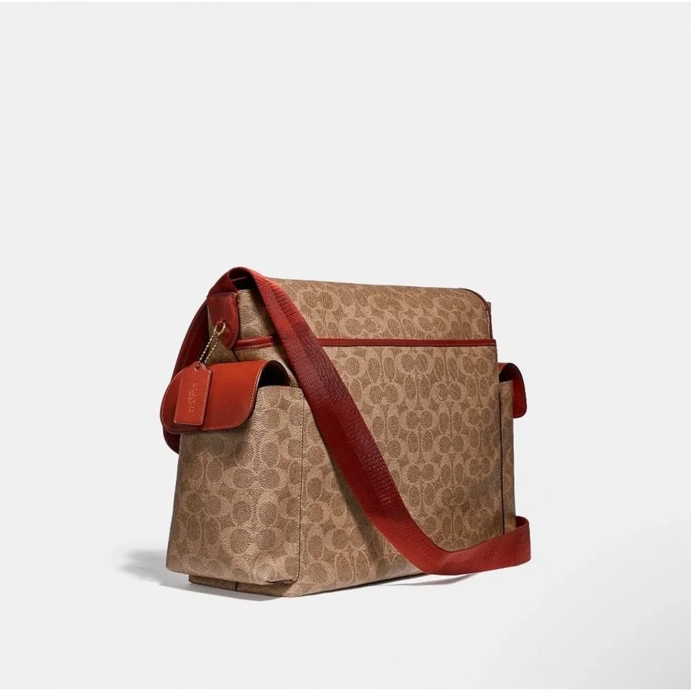 Authentic Coach Baby Messenger Bag in Signature Canvas Rust - Picture 2 of 10
